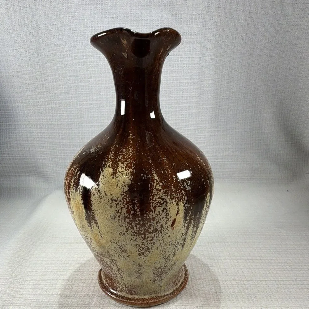 Vintage Mid-Century Studio Pottery Pitcher Ewer Drip Glaze 6.5